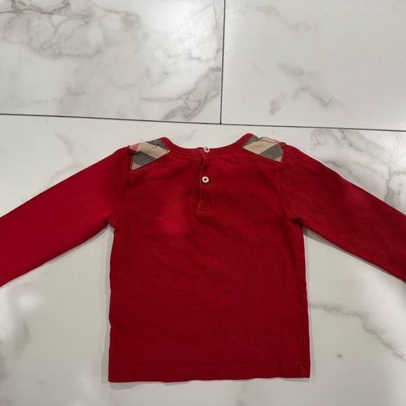 Burberry Red Long Sleeve Kids Tee - Picture 2 of 6